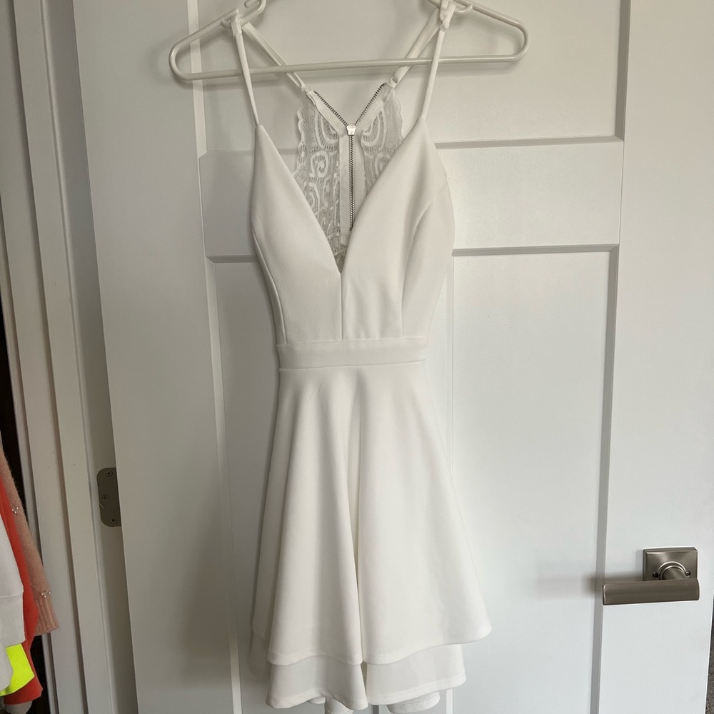 White Cut Out Back Mini Dress